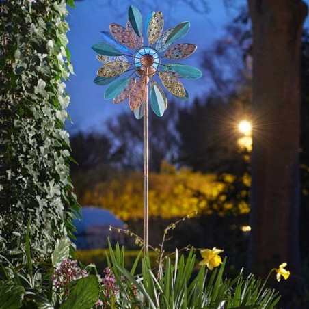 Mistral Garden Wind Spinner Solar Powered With A Multi Coloured Light Up Crackle Globe