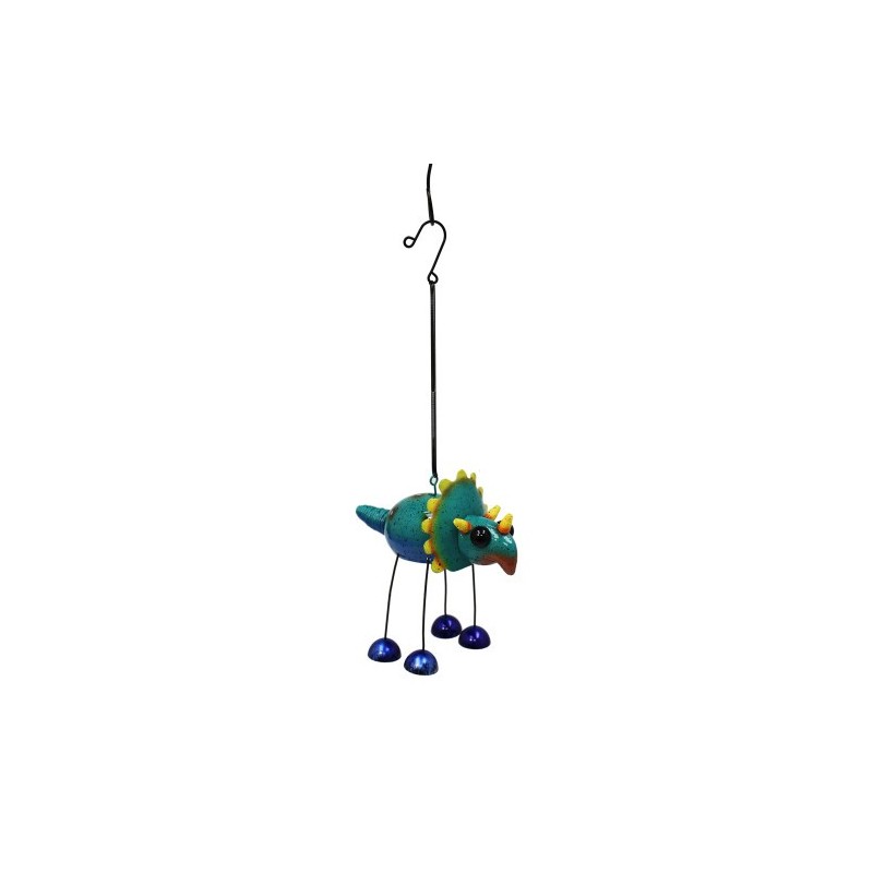 Hanging Blue Bobbin Triceritops Bell Garden Decor Chime