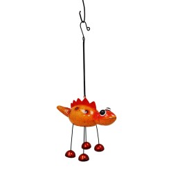 Hanging Orange Bobbin Stegosaurus Dino Bell Garden Decor Chime