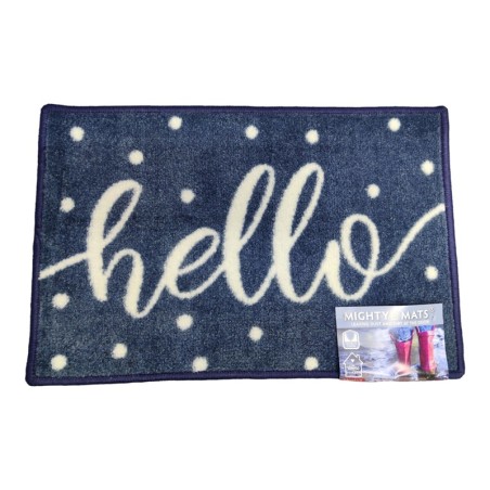 Navy Hello Indoor Machine Washable Door Mat Non Slip Home Mat 60 x 40cm