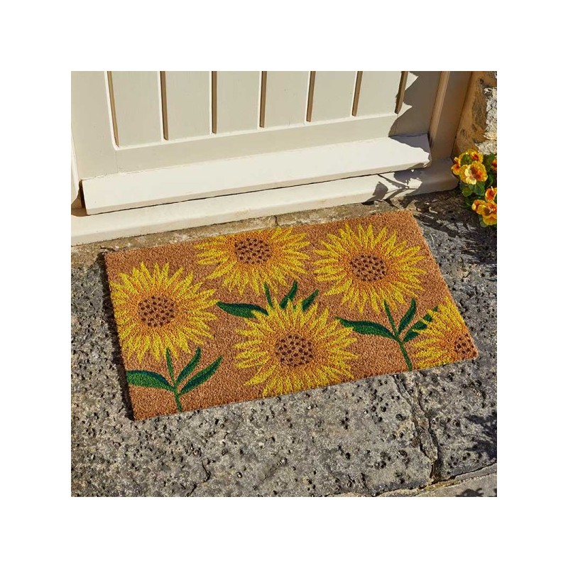 Sunflower Design Mat Natural Coir Doormat Indoor & Outdoor Use 75 x 45cm