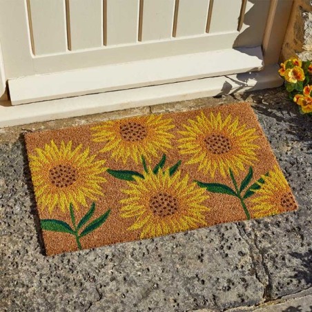 Sunflower Design Mat Natural Coir Doormat Indoor & Outdoor Use 75 x 45cm