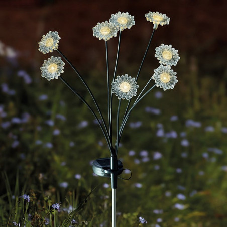 Floral Lights Pretty Flower 8 Stem Garden Solar Powered Pot/Planter Stake Light