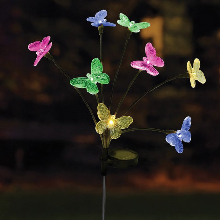 Flutter Lights Butterfly 8 Stem Garden Solar Powered Pot/Planter Stake Light