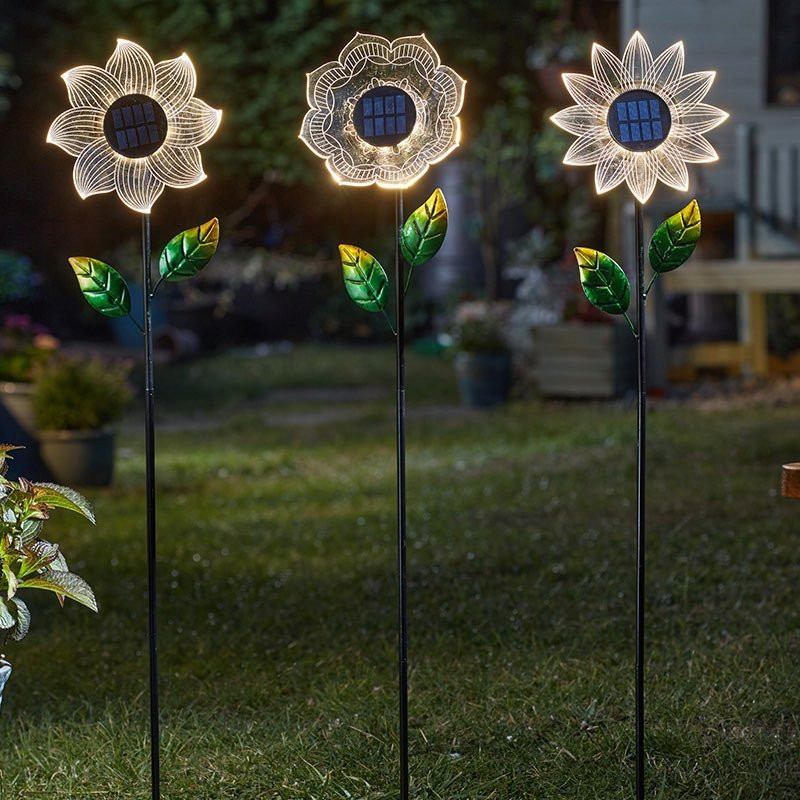 3Pk BloomLine Flower Solar Powered Stakes Garden Light Stunning Designs