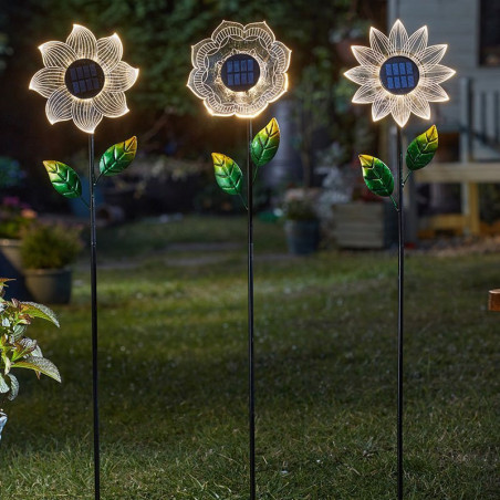 3Pk BloomLine Flower Solar Powered Stakes Garden Light Stunning Designs