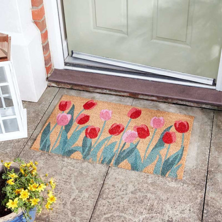 Tulips Doormat Indoor/Outdoor Mat 75 x 45cm Pretty Spring Front/Back Door Mat