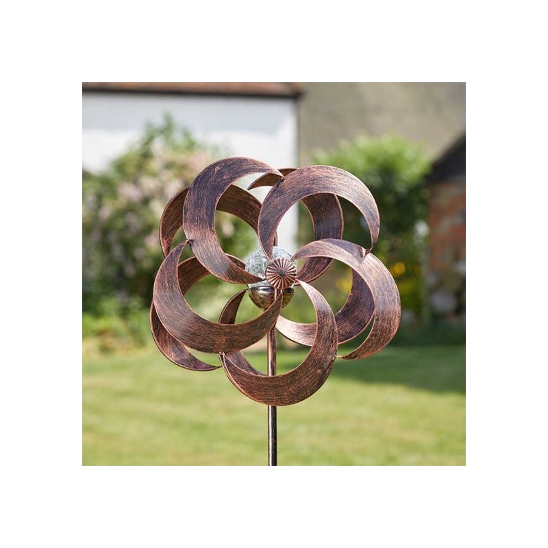 Aries Garden Wind Spinner With Multi Coloured Light Up Crackle Globe