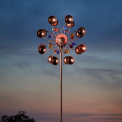 Venti Garden Wind Spinner Solar Powered With A Multi Coloured Light Up Crackle Globe