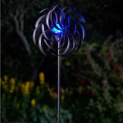 Spiro Garden Wind Spinner Solar Powered With A Light Up Crackle Globe